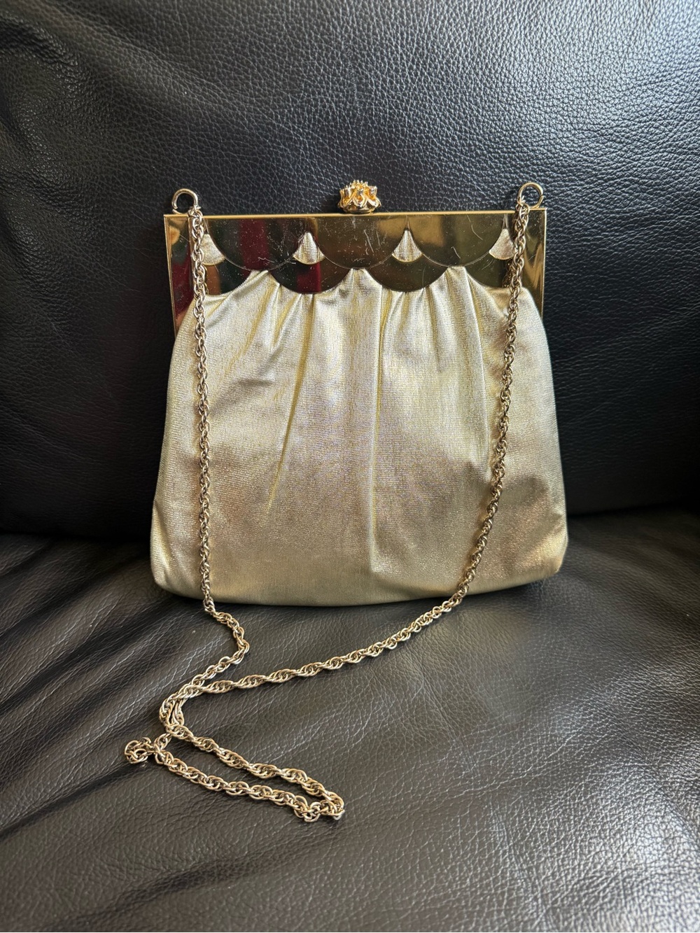1960s Harry Levine HL USA Gold Lamé Evening Bag